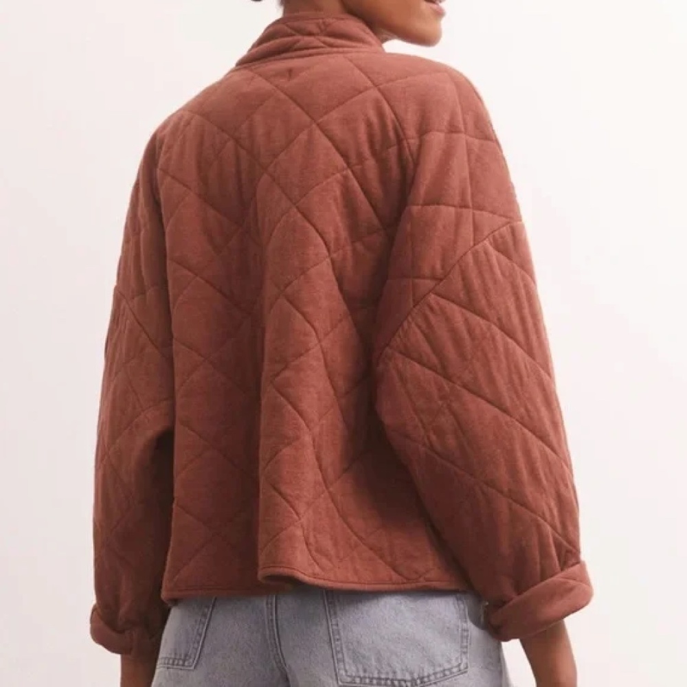 Z Supply Quilted Bomber Jacket in Rust - Picture 2 of 15